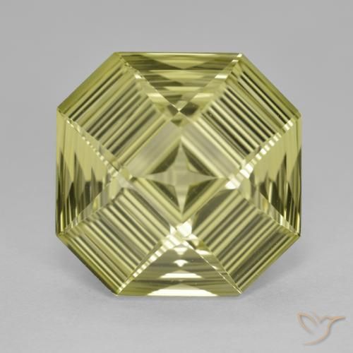 8.77ct 天然 绿黄色 石英, 祖母绿式切割, VVS