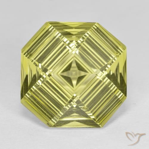 9.12ct 天然 中黄色 石英, 祖母绿式切割, VVS
