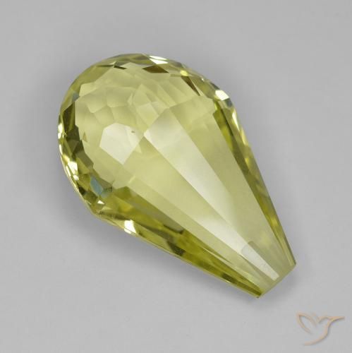 19.11ct 天然 淡黄色 石英, 泪滴形, VVS-VS