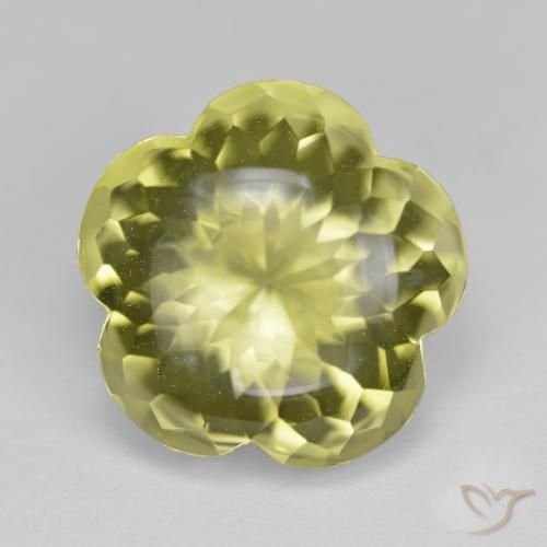 11.16ct 天然 绿黄色 石英, 花形切割, 透明