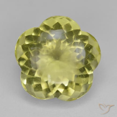 13.86ct 天然 绿黄色 石英, 花形切割, 透明