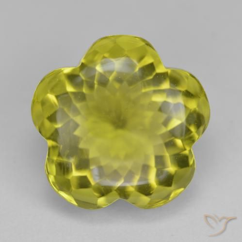 14.78ct 天然 绿黄色 石英, 花形切割, 透明