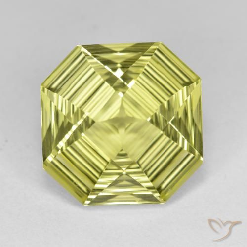 6.15ct 天然 绿黄色 石英, 祖母绿式切割, VVS