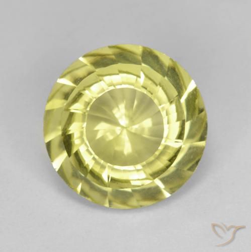 5.53ct 天然 淡黄色 石英, 圆形的, VVS