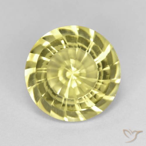 5.24ct 天然 淡黄色 石英, 圆形的, VVS