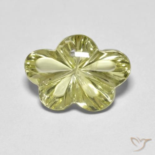 6.31ct 天然 绿黄色 石英, 花形切割, 透明