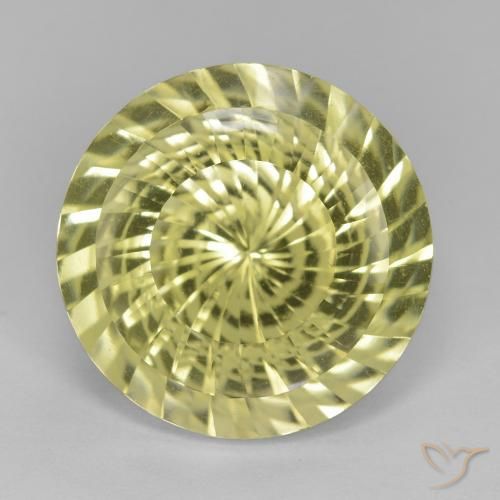 11.38ct 天然 中黄色 石英, 圆形的, VVS-VS