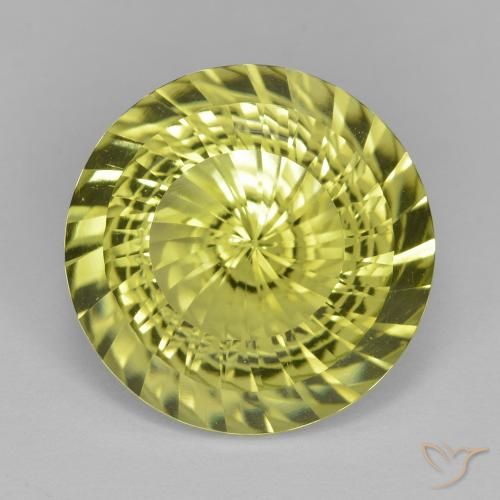 11.79ct 天然 中黄色 石英, 圆形的, VVS-VS