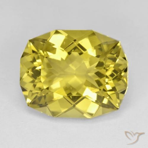 11.42ct 天然 中黄色 石英, 软垫, VVS-VS