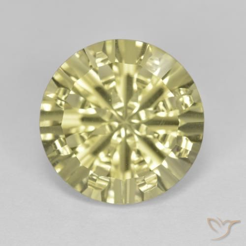 5.47ct 天然 淡奶油黄色 石英, 圆形的, VVS