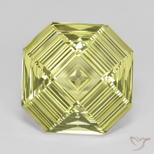 12.31ct 天然 绿黄色 石英, 祖母绿式切割, VVS