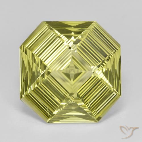 13.31ct 天然 绿黄色 石英, 祖母绿式切割, VVS