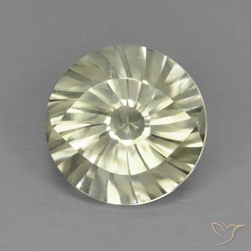 5.61ct 天然 浅绿黄色 石英, 圆形的, VVS
