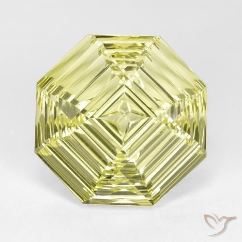 14.36ct 天然 绿黄色 石英, 祖母绿式切割, VVS