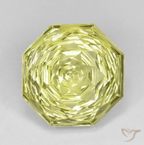 14.02ct 天然 中黄色 石英, 祖母绿式切割, VVS