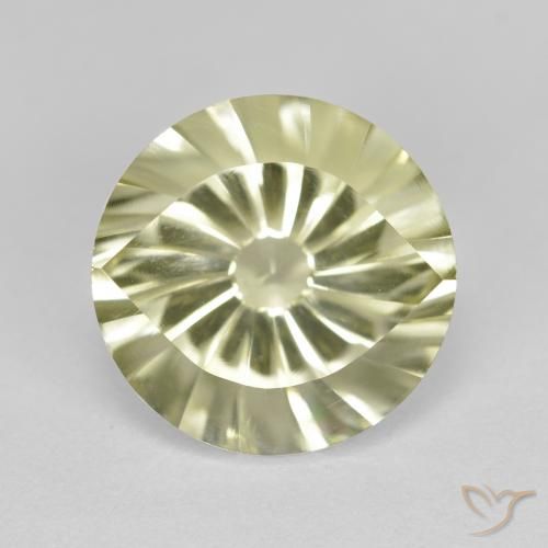 5.53ct 天然 浅绿黄色 石英, 圆形的, VVS