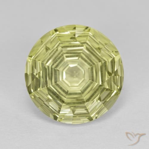 5.64ct 天然 中黄色 石英, 圆形的, VVS