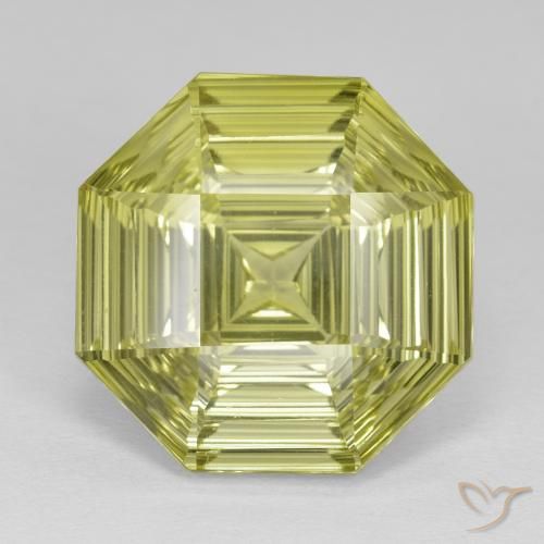 13.98ct 天然 柠檬黄 石英, 祖母绿式切割, VVS
