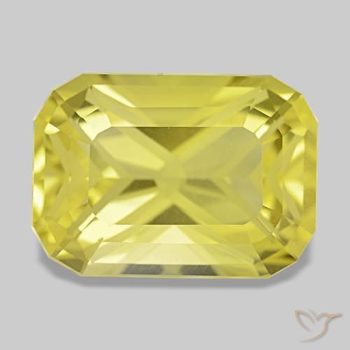 8.97克拉天然黄色石英，祖母绿式切割，15.2×10.9毫米，VVS