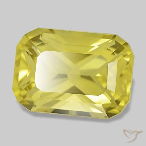 8.97克拉天然黄色石英，祖母绿式切割，15.2×10.9毫米，VVS