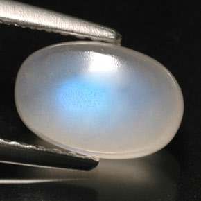 2.15克拉天然白色彩虹月光石，透明，8.9×6毫米，透明/半透明