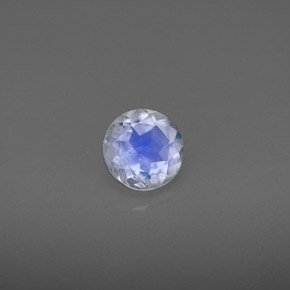 0.71克拉天然白色彩虹月光石，透明，5.91毫米，透明/半透明