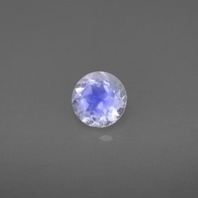 0.74克拉天然白色彩虹月光石，透明，5.99毫米，透明/半透明