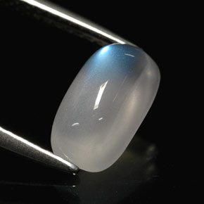 2.11克拉天然白色彩虹月光石，透明，10×5.3毫米，透明/半透明