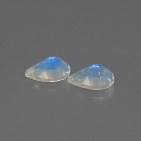 天然白色彩虹月光石，透明，6.3×4.4毫米，透明/半透明