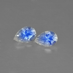 天然白色彩虹月光石，透明，6.2×4.3毫米，透明/半透明