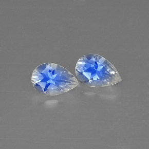 天然白色彩虹月光石，透明，6.2×4.3毫米，透明/半透明