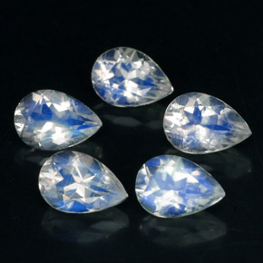 天然彩虹月光石，梨形，6×4.2毫米，VS