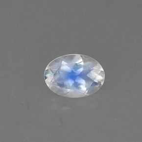 0.75克拉天然白色彩虹月光石，椭圆形切割，7×5.1毫米，VS