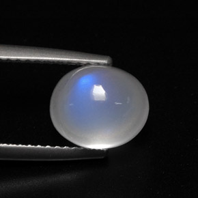 3.52克拉天然白色彩虹月光石，透明，9.2×7.8毫米，透明/半透明