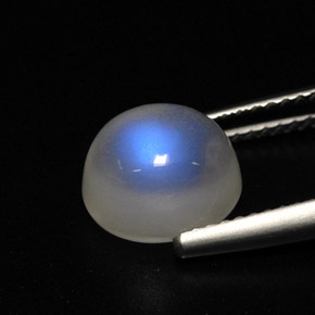 3.52克拉天然白色彩虹月光石，透明，9.2×7.8毫米，透明/半透明
