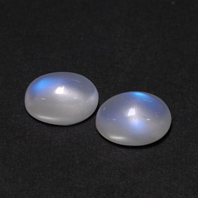 天然白色彩虹月光石，透明，8.5×6.4毫米，透明/半透明