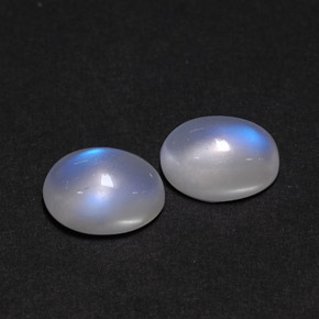 天然白色彩虹月光石，透明，8.5×6.4毫米，透明/半透明