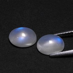 天然白色彩虹月光石，透明，8.5×6.4毫米，透明/半透明