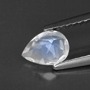 0.53克拉天然白色彩虹月光石，透明，6.7×4.9毫米，透明/半透明