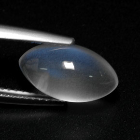 3.35克拉天然白色彩虹月光石，透明，12.6×7.2毫米，透明/半透明