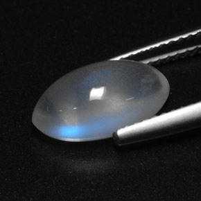 3.35克拉天然白色彩虹月光石，透明，12.6×7.2毫米，透明/半透明