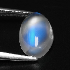 2.88克拉天然白色彩虹月光石，椭圆形切割，12×7.7毫米，透明