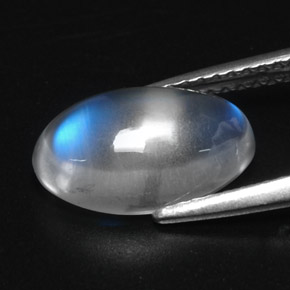 2.88克拉天然白色彩虹月光石，椭圆形切割，12×7.7毫米，透明