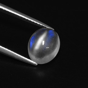 2.78克拉天然白色彩虹月光石，椭圆形切割，9.9×8毫米，透明