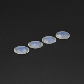 天然白色彩虹月光石，椭圆形切割，5.7×3.9毫米，透明
