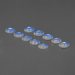 天然白色彩虹月光石，椭圆形切割，4.9×3毫米，VVS-VS