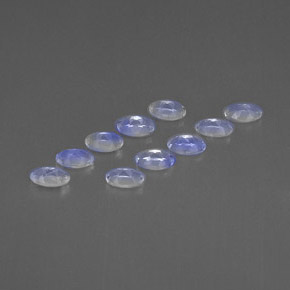 天然白色彩虹月光石，椭圆形切割，5×3.1毫米，VVS-VS