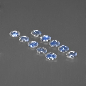 天然白色彩虹月光石，椭圆形切割，4.8×3毫米，透明