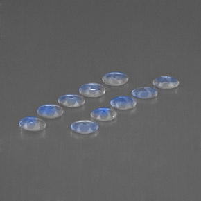 天然白色彩虹月光石，椭圆形切割，4.8×3毫米，透明