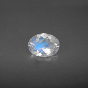 0.94克拉天然白色彩虹月光石，椭圆形切割，7.9×5.9毫米，VS-SI